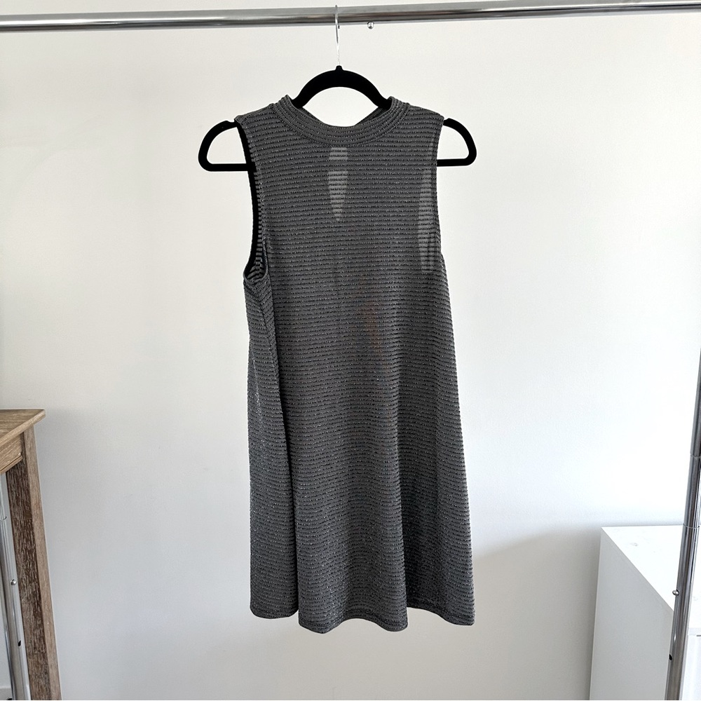 Everly Silver Metallic High Neck Mini Dress Sparkly Holiday Cocktail Party Dress